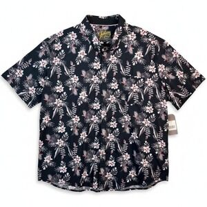 Johnny Bigg Shirt 4XL‎ Mens Black Floral Cotton Short Sleeve Button Up NEW NWT